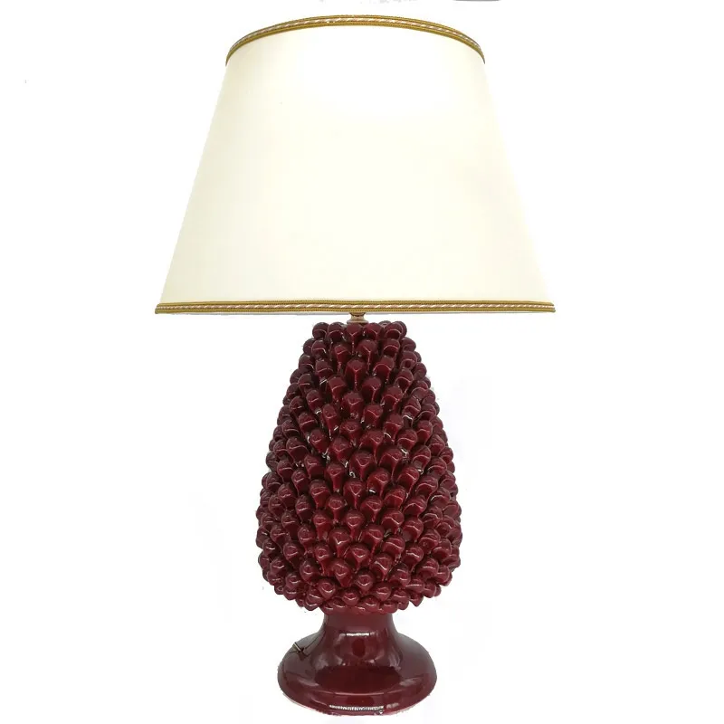 Lume Pigna Ceramica Siciliana Caltagirone Bordeaux cm 70