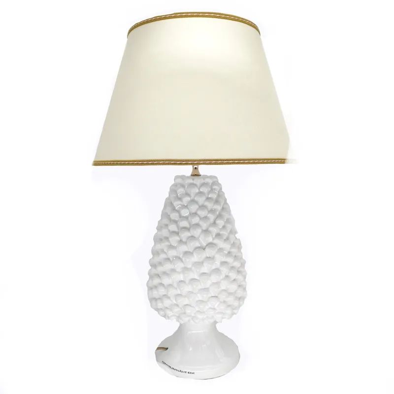 Lume Pigna Ceramica Siciliana Caltagirone Bianco cm 70
