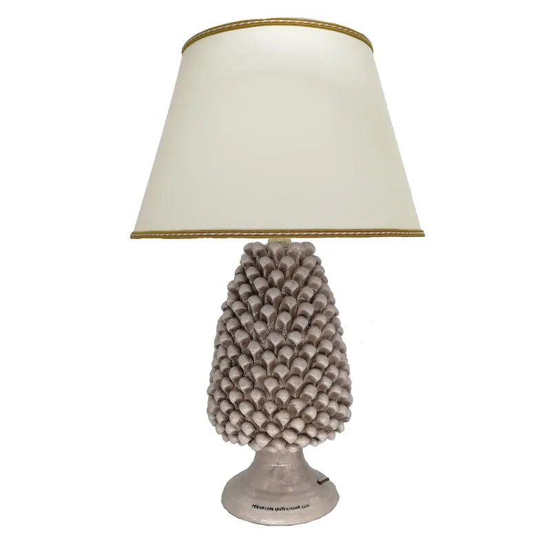 Lume Pigna Ceramica Siciliana Caltagirone Bianco Antico cm 70