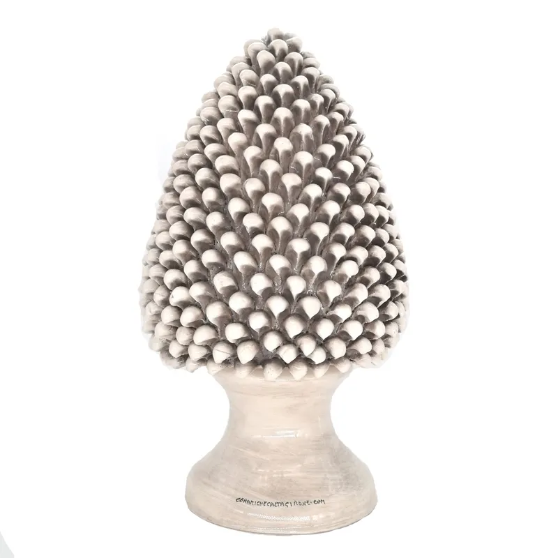 Pigna Gigante cm 50 Ceramica caltagirone Bianco Antico
