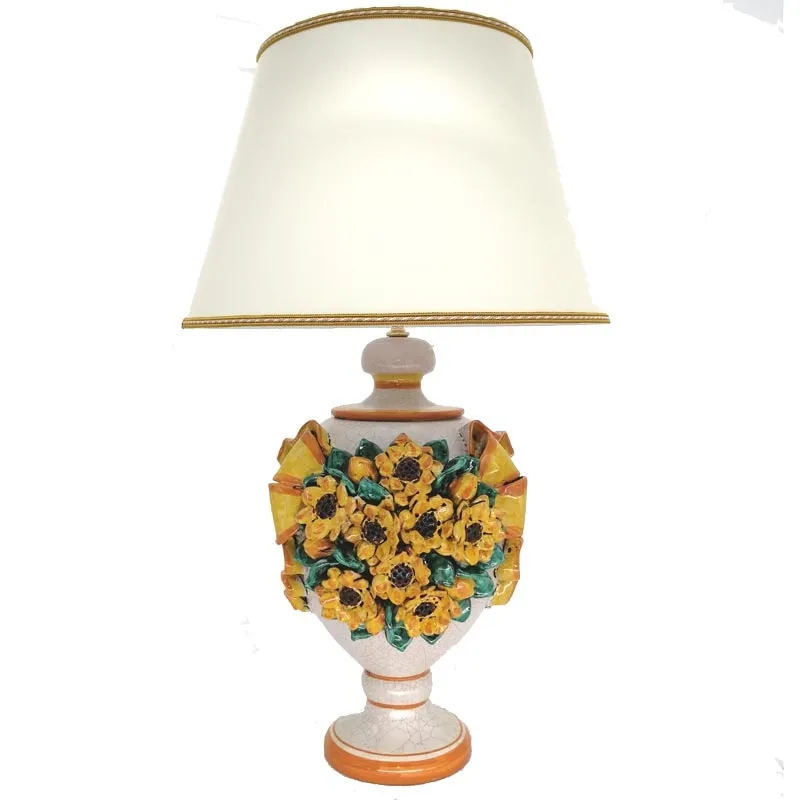 Lume in ceramica siciliana- Mod. Girasoli