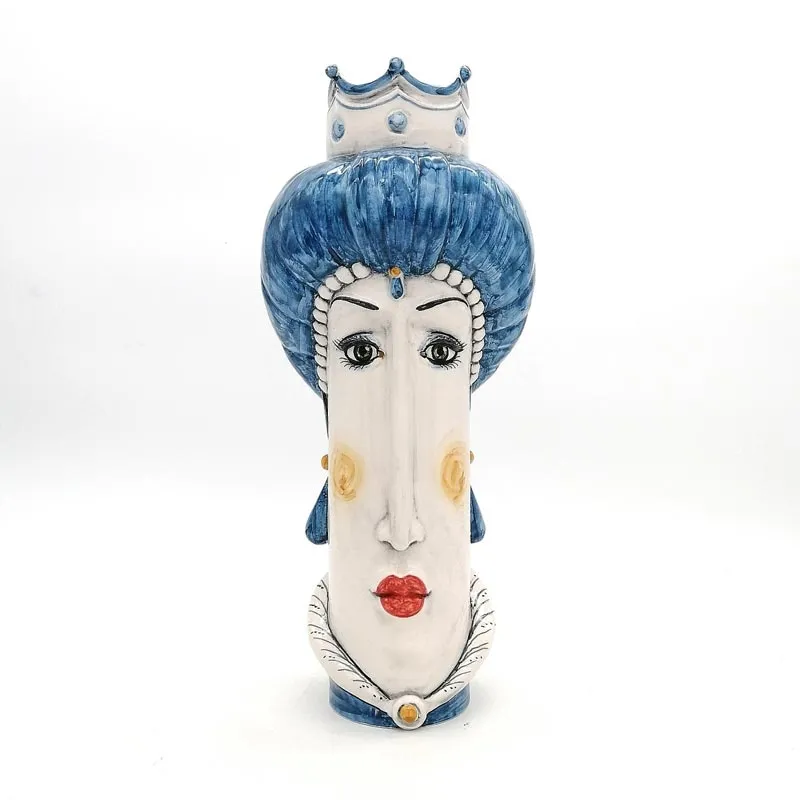 Teste di Moro Siciliane in Ceramica Caltagirone Donna-Uomo cm 35