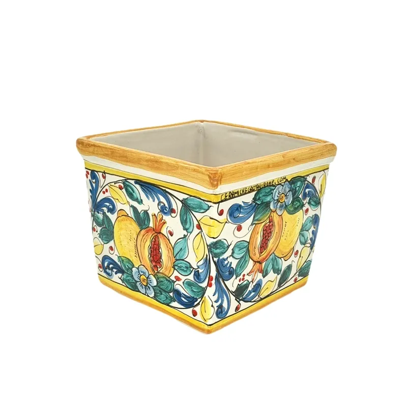 Portavaso Quadro Ceramica Di Caltagirone Ornato cm 20 x 20