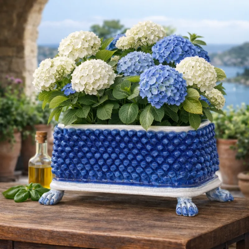 Cassetta Pigna Ceramica Siciliana Caltagirone Blu cm 53