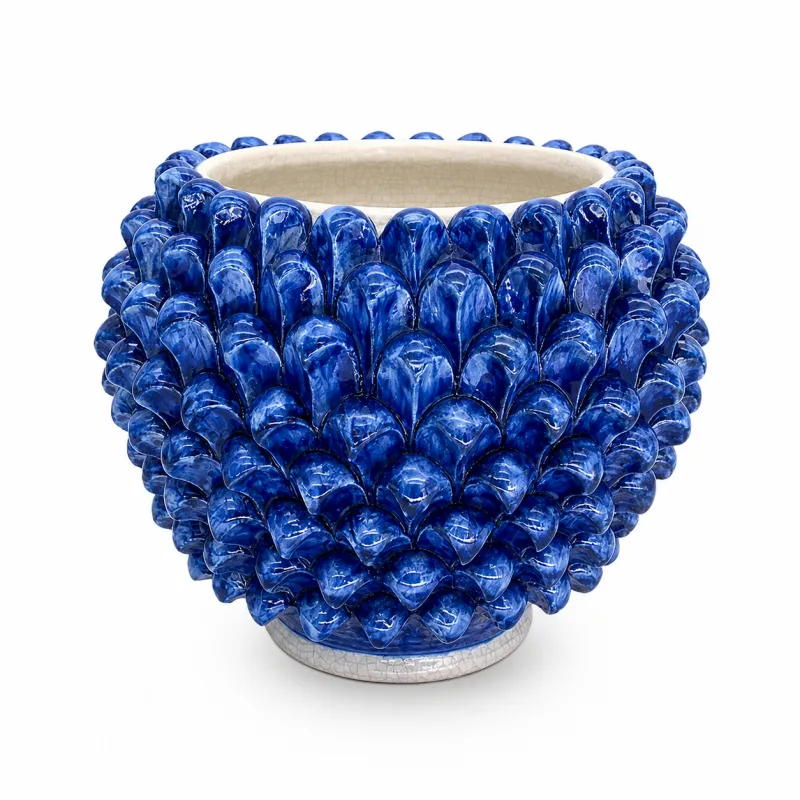 Portavaso Pigna in Ceramica di Caltagirone Blu cm 30
