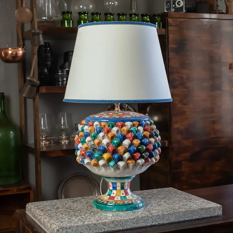Lume Pigna Ceramica Siciliana Caltagirone Multicolor cm 60