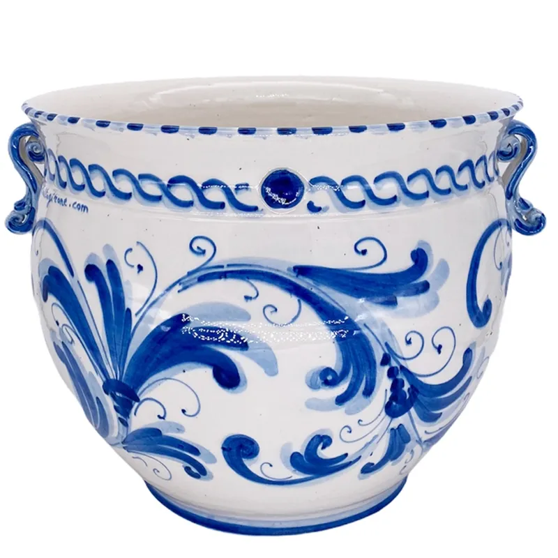 Portavaso ceramica con manici Blu Antico cm 40