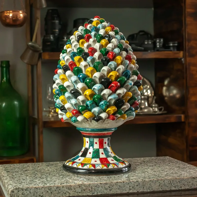 Pigna Ceramica cm 40 Siciliana Caltagirone Multicolor