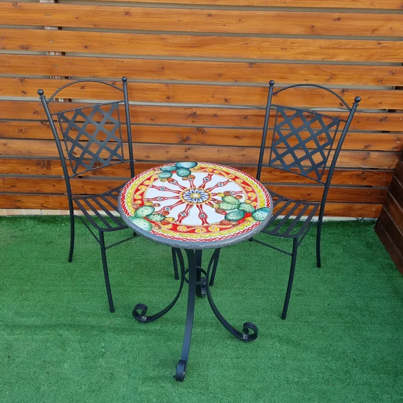 Set Tavolo in Pietra Lavica Decorato cm 60
