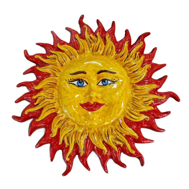 Sole in Ceramica Siciliana di Caltagirone Rosso cm 60