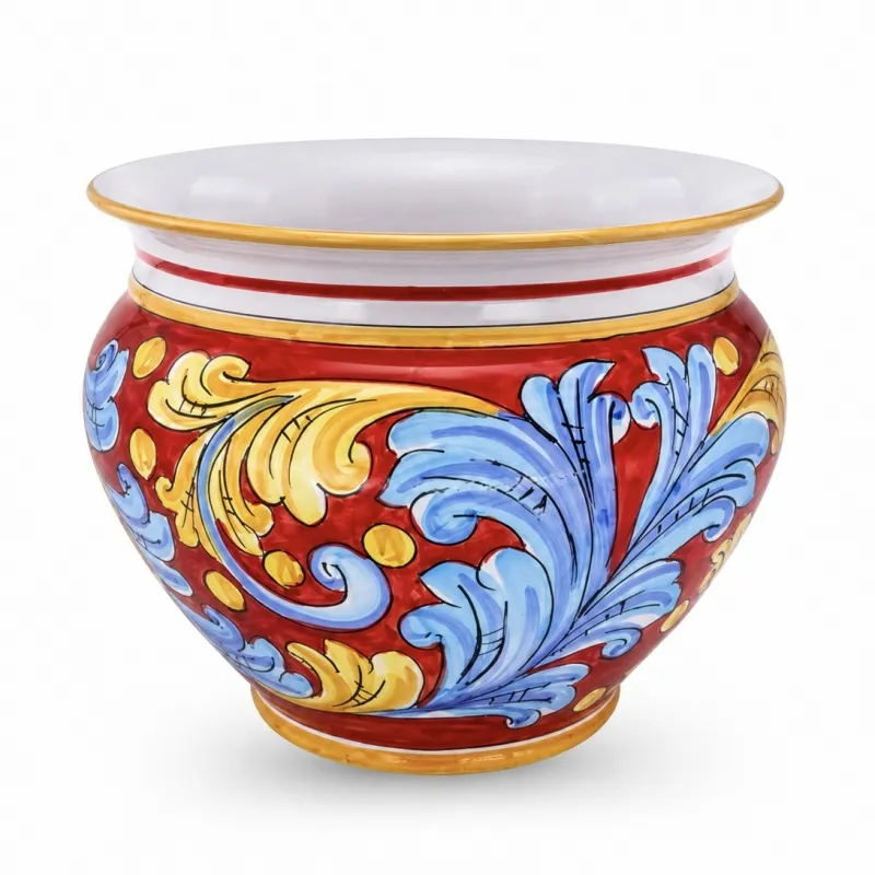 Portavaso ceramica Siciliana Caltagirone Rosso cm 35