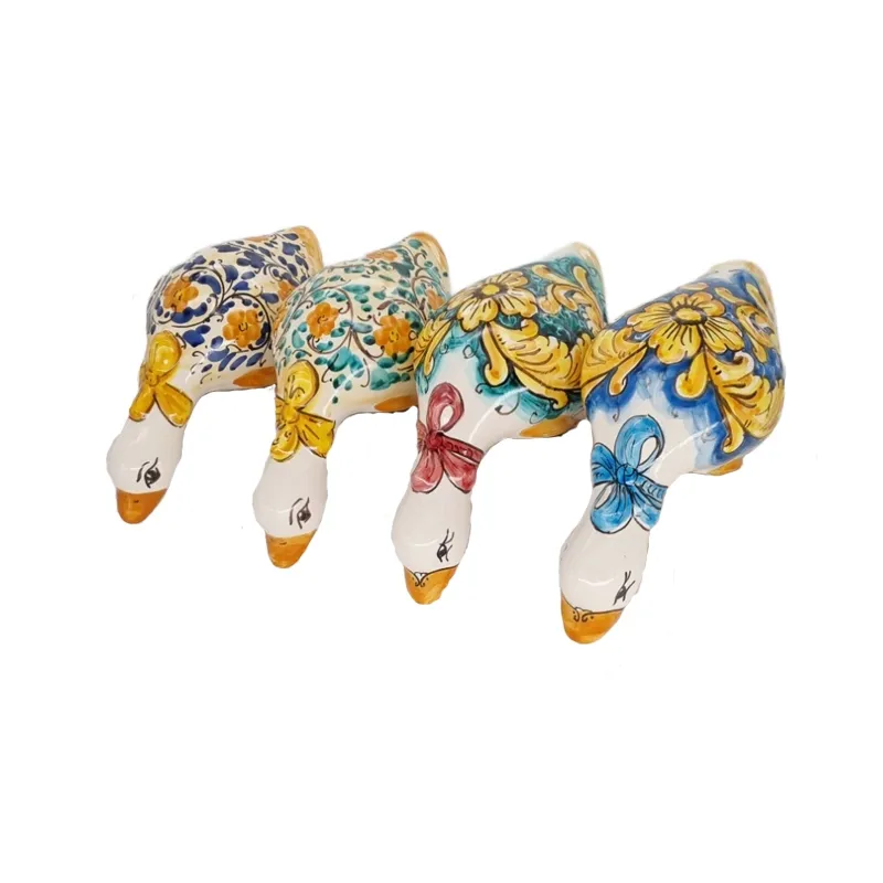 Paperelle Curiose in Ceramica Siciliana Caltagirone cm 21 - Vari Decori