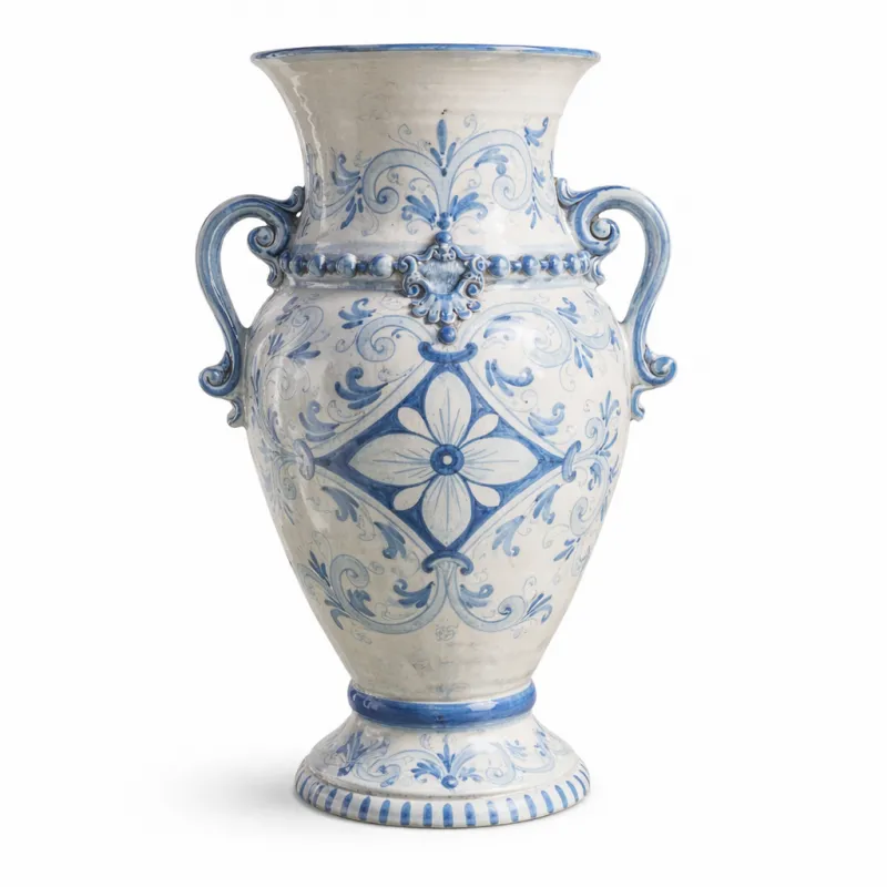 Giara Grande Ceramica Siciliana Caltagirone Blu con manici cm 85