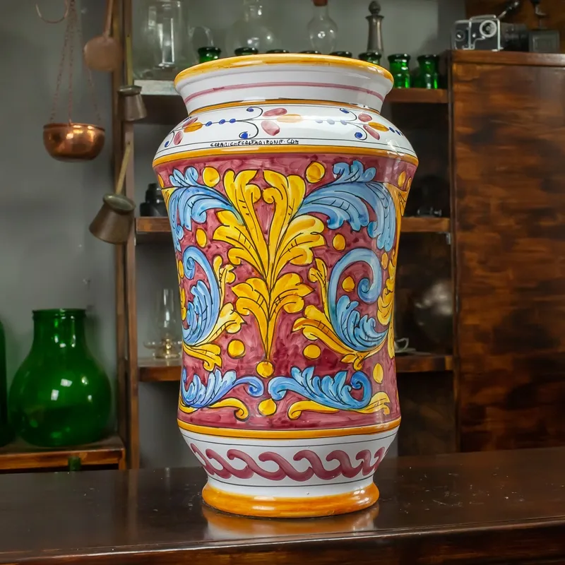 Portaombrelli in Ceramica Siciliana di Caltagirone Bordeaux cm 50