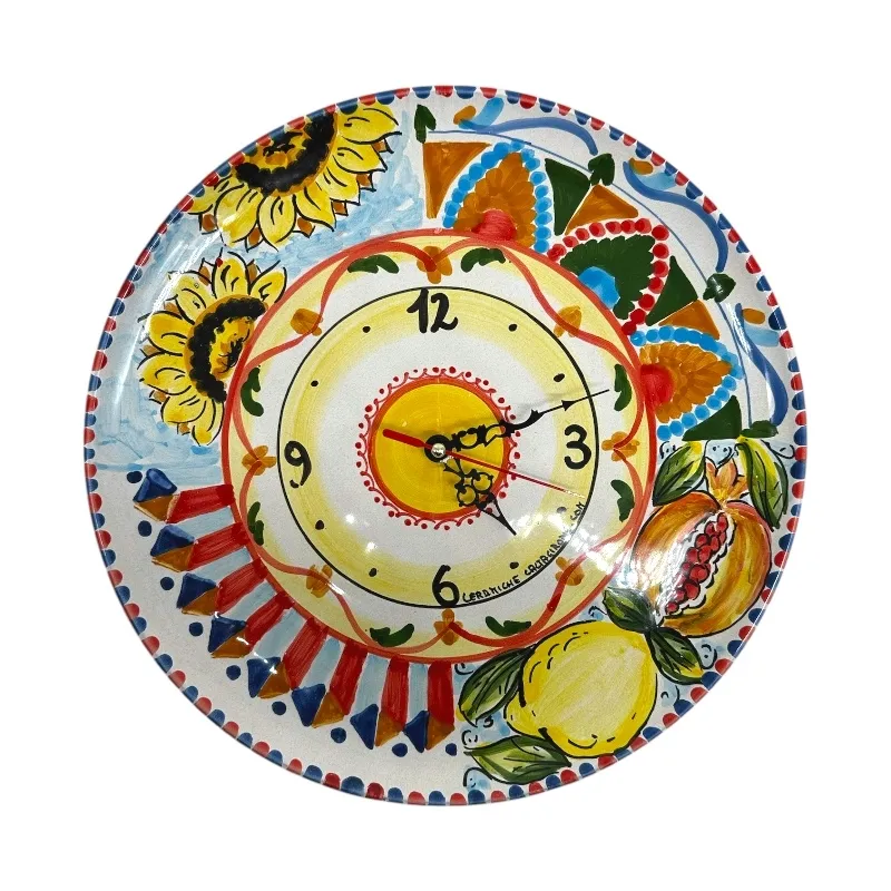 Orologio Ceramica Siciliana Caltagirone Decoro Sicilia cm 30