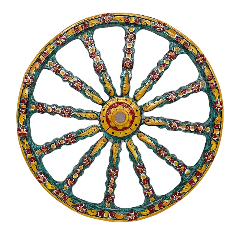 Ruota Carretto in Ceramica Siciliana di Caltagirone Verde cm 45