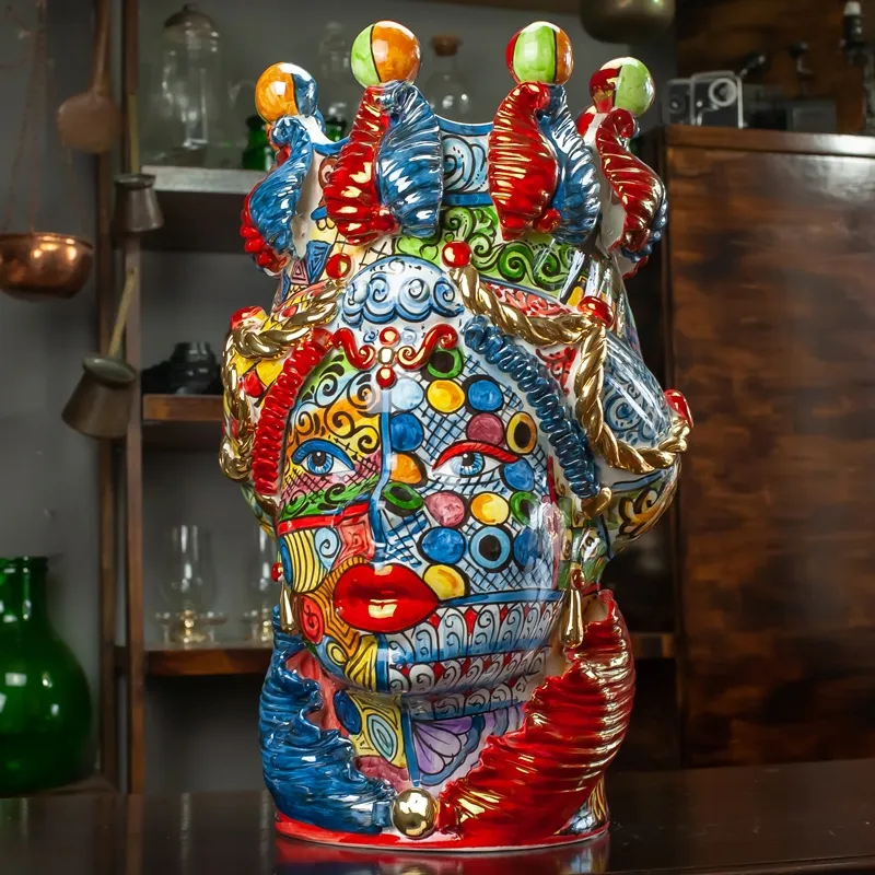 Testa Di Moro Ceramica Siciliana Caltagirone Donna Uomo Sicily Art 48 cm