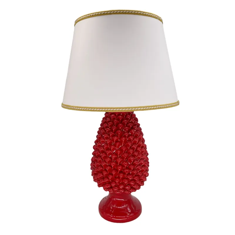 Lume Pigna Ceramica Siciliana Caltagirone Rosso cm 70