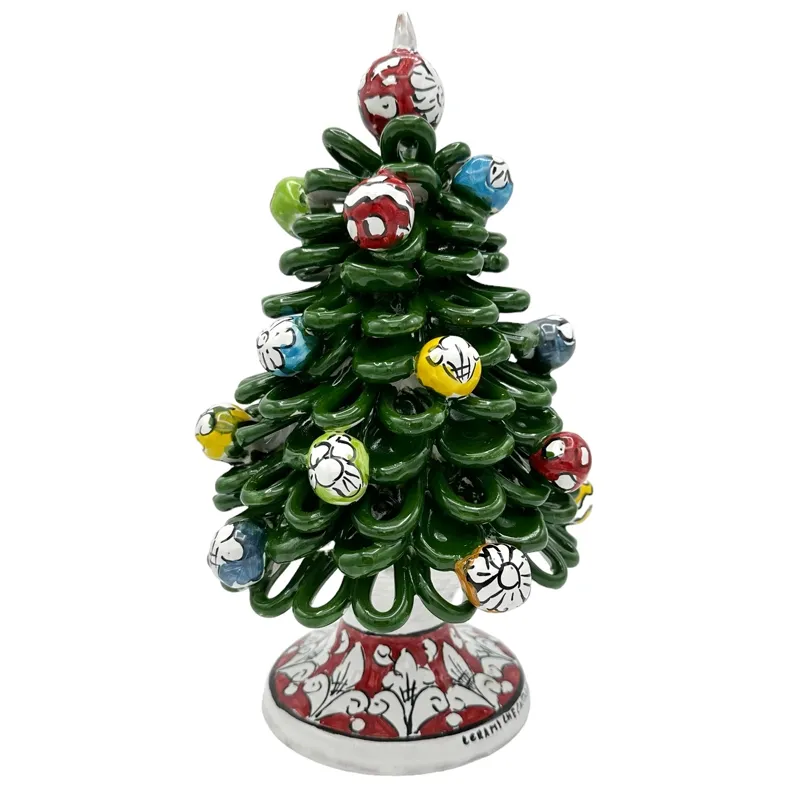 ALBERO DI NATALE IN CERAMICA SICILIANA CALTAGIRONE VERDE 30 CM