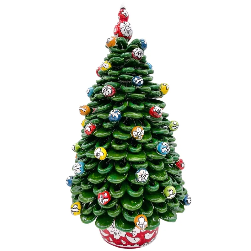 ALBERO DI NATALE IN CERAMICA SICILIANA CALTAGIRONE VERDE 60 CM