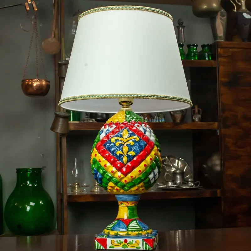Lume Pigna Ceramica Siciliana Caltagirone Multicolor 60 cm