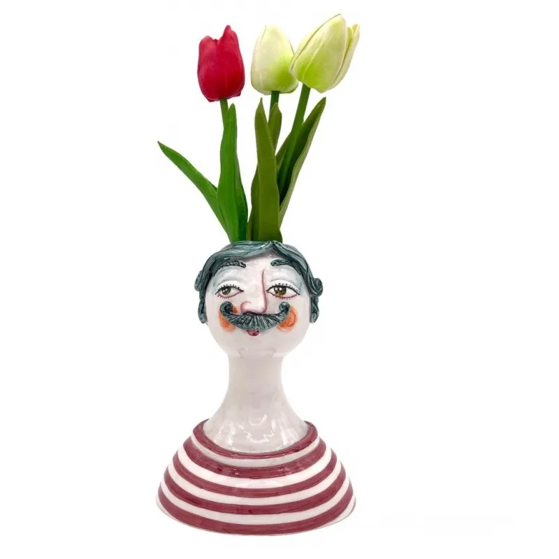 Statuette in ceramica siciliana Caltagirone Donna-Uomo H. 20 cm