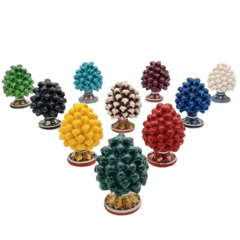 Pigna siciliana cm 10 base decorata in ceramica di Caltagirone - Vari Decori
