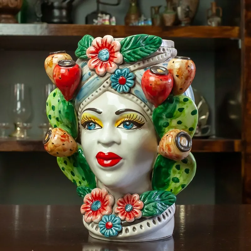 Teste di moro siciliane modello fichi d'india L. 23 x H. 26 cm