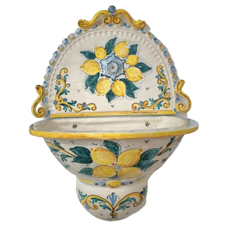 Fontana Murale Ceramiche Caltagirone Decoro Limoni