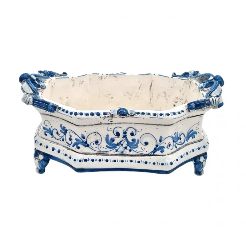 Centrotavola ceramica siciliana Caltagirone Esagonale L. 40 x H. 20 cm
