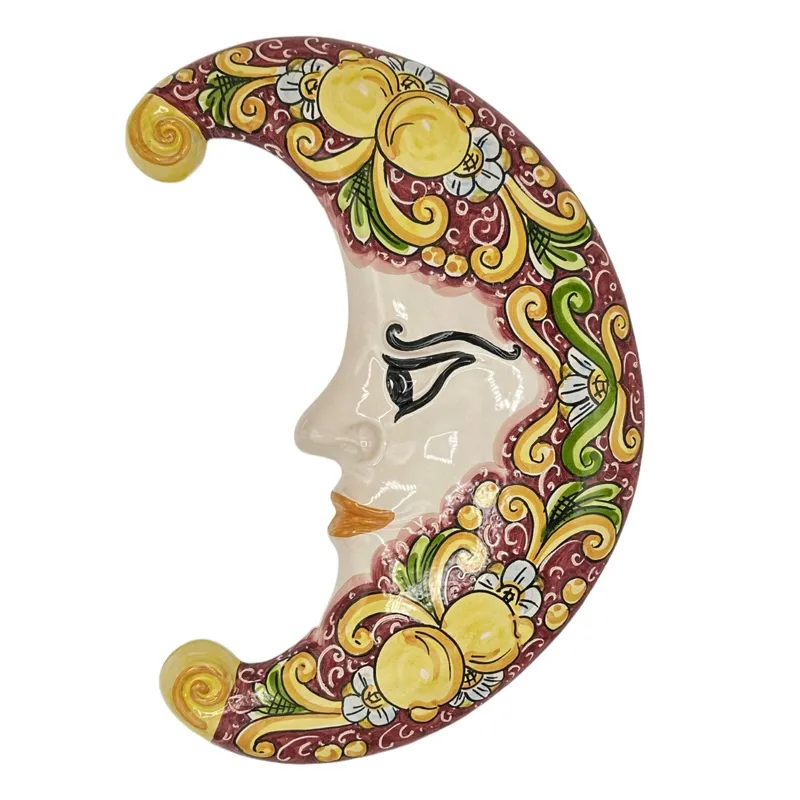 Luna in Ceramica Siciliana Caltagirone Bordeaux 40 cm