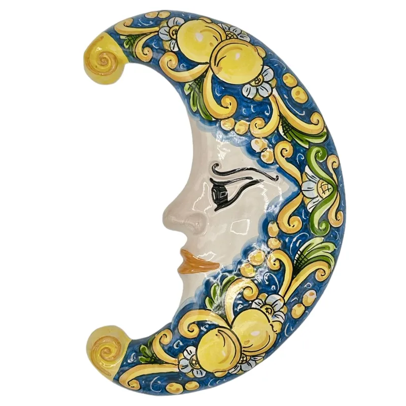 Luna in Ceramica Siciliana Caltagirone Blu 40 cm