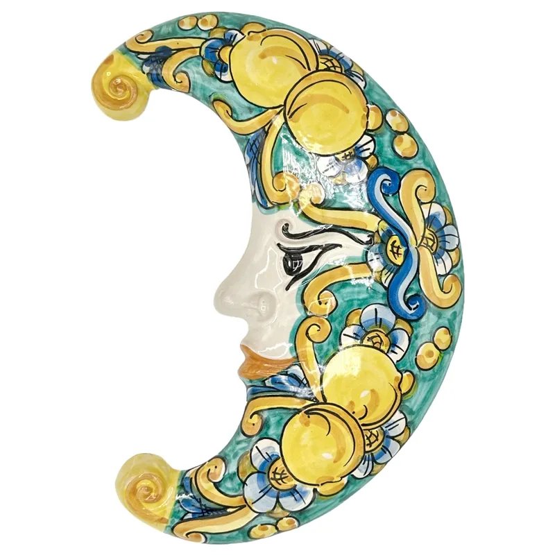 Luna in Ceramica Siciliana Caltagirone Verde 40 cm