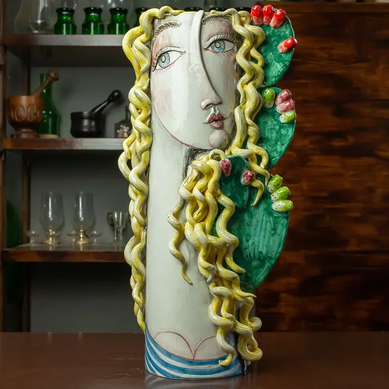 Testa Di Moro in Ceramica Siciliana Ninfa Fichi H. 55 cm