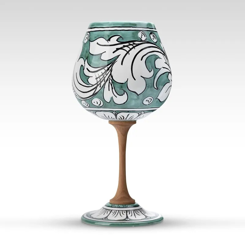 Calice in Ceramica Siciliana "Ornato Verde"
