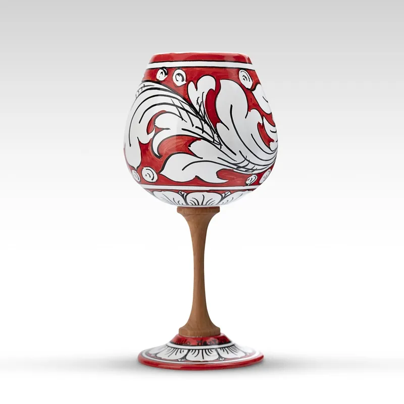 Calice in Ceramica Siciliana "Ornato Rosso"