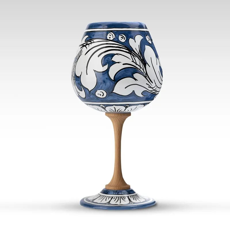 Calice in Ceramica Siciliana "Ornato Blu"