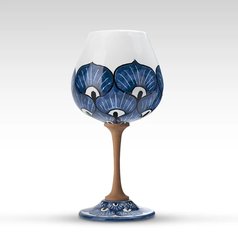 Calice in ceramica siciliana "Pavone Blu"