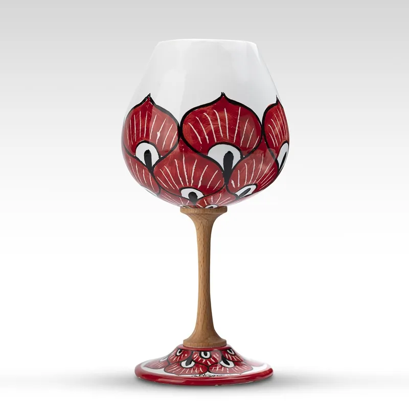 Calice in ceramica siciliana "Pavone Rosso"