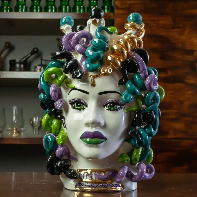 Testa Moro Ceramica Siciliana Caltagirone Medusa Morgana Luxury 40 cm