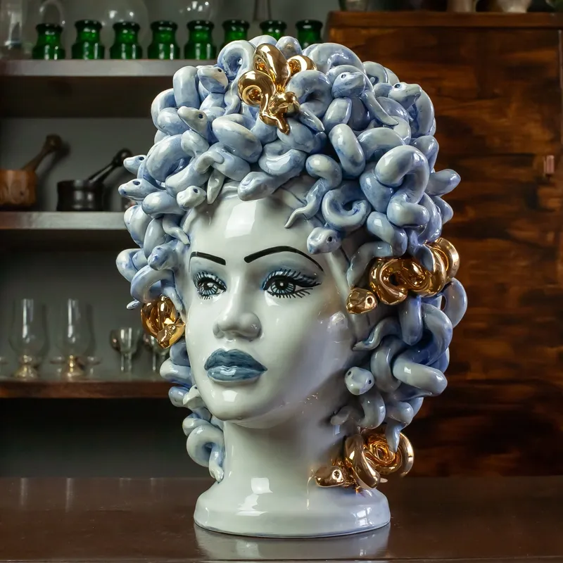 Testa Moro Ceramica Siciliana Caltagirone Medusa Luxury 47 cm