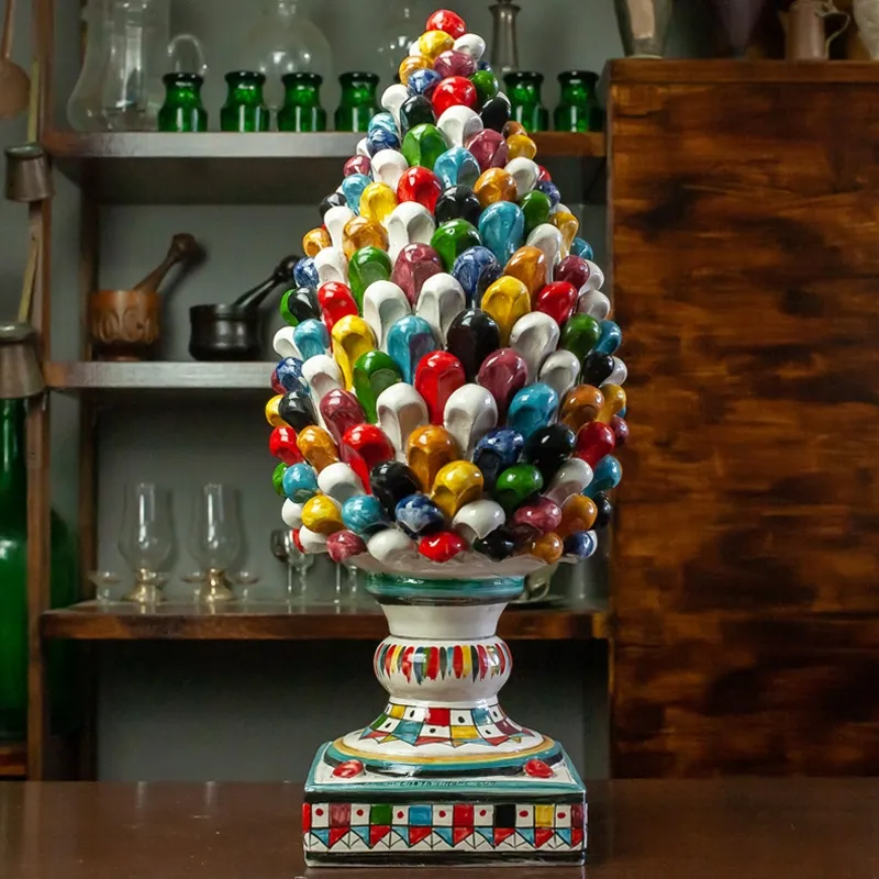 Pigna in ceramica cm 60 siciliana di Caltagirone multicolor