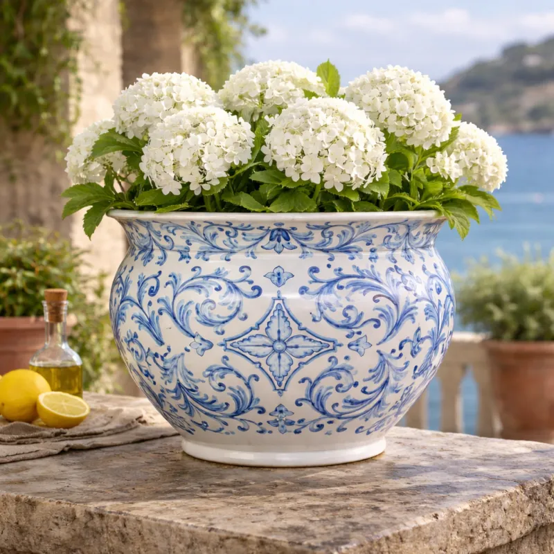 Portavaso Ceramica Caltagirone Blue Liberty 40 cm