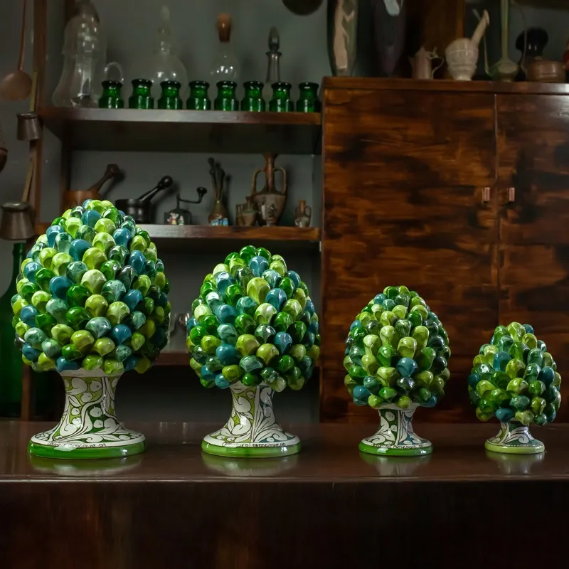Pigne in ceramica cm 15-30 siciliana Caltagirone Verde Foglia- Varie Dimensioni